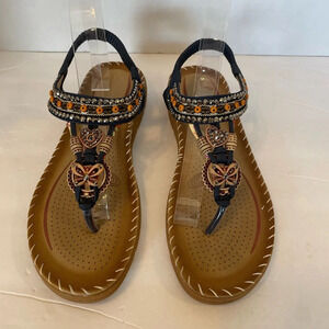 Aomigoct blue embellished thong sandals size 10